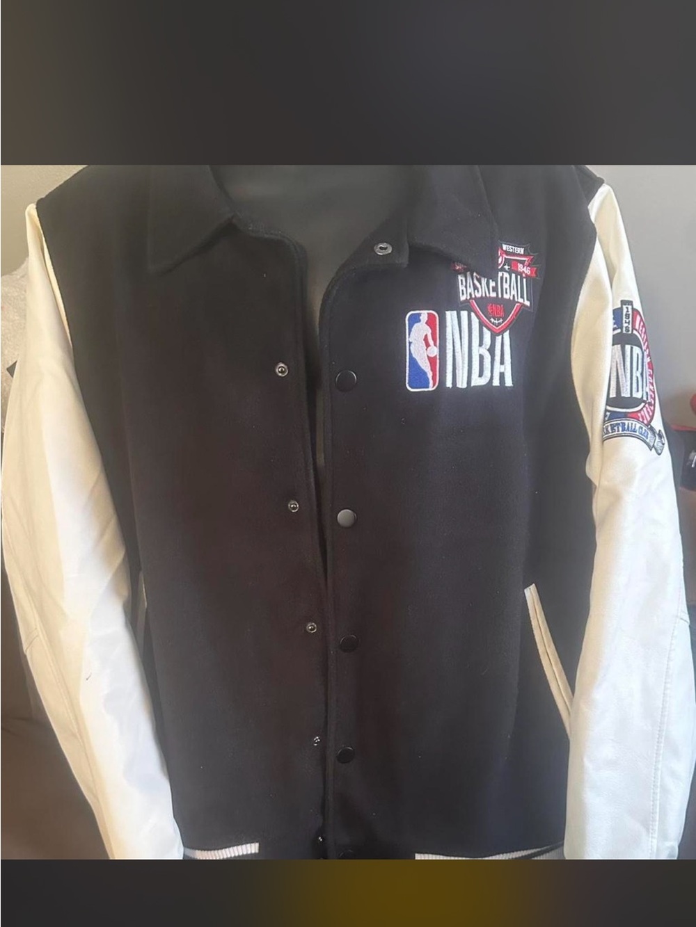 NBA Quilted Black Jacket with Blue Logo Patch